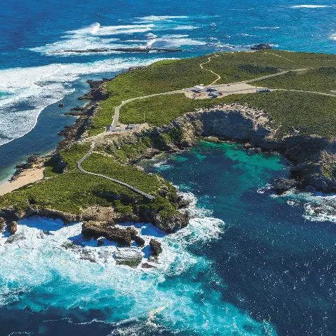 Aerial shot of Rottnest Island West End