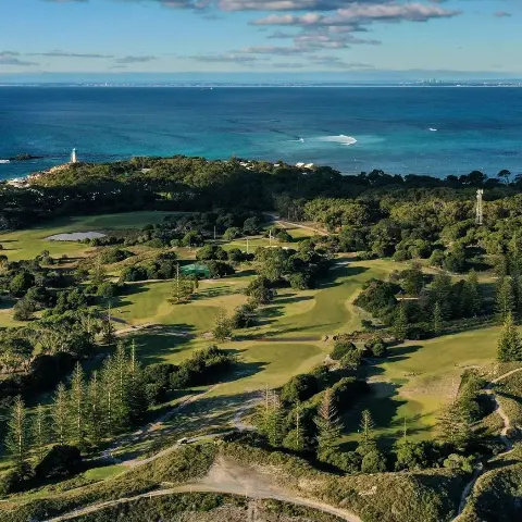 Aerial shot of Rottnest Island Golf Course.